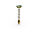 Yellow gold Fancy Green Oval  Diamond Prong Setting with Side Stones on a Pave Band_149