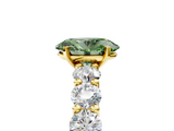 Yellow gold Fancy Green Oval  Diamond Prong Setting with Side Stones on a Pave Band_152