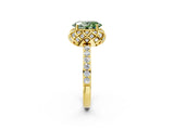 Yellow gold Fancy Green Oval  Diamond Solitaire Ring with Shared Prong Pavé Band_68