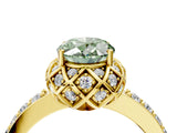 Yellow gold Fancy Green Oval  Diamond Solitaire Ring with Shared Prong Pavé Band_70