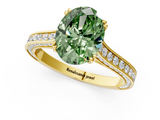 Yellow gold Fancy Green Oval  Diamond Solitaire with Pave Band and Six-Prong Setting_20