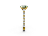 Yellow gold Fancy Green Oval  Diamond Solitaire with Pave Band and Six-Prong Setting_21