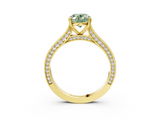 Yellow gold Fancy Green Oval  Diamond Solitaire with Pave Band and Six-Prong Setting_22
