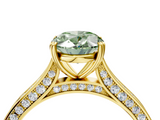 Yellow gold Fancy Green Oval  Diamond Solitaire with Pave Band and Six-Prong Setting_23