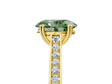 Yellow gold Fancy Green Oval  Diamond Solitaire with Pave Band and Six-Prong Setting_24