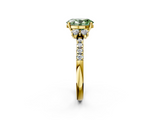 Yellow gold Fancy Green Oval  Diamond Three-Stone Pave Band with Four-Prong Setting_22