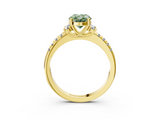 Yellow gold Fancy Green Oval  Diamond Three-Stone Pave Band with Four-Prong Setting_23