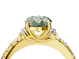 Yellow gold Fancy Green Oval  Diamond Three-Stone Pave Band with Four-Prong Setting_24