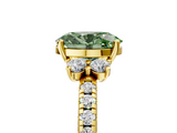 Yellow gold Fancy Green Oval  Diamond Three-Stone Pave Band with Four-Prong Setting_25