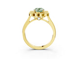 Yellow gold Fancy Green Oval  Halo Diamond Cluster Engagement Ring with Milgrain Bezel Setting and Solitaire Band_42