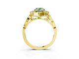 Yellow gold Fancy Green Oval  Halo Diamond Engagement Ring with Milgrain Band and Four-Prong Setting_40