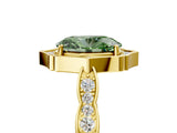 Yellow gold Fancy Green Oval  Halo Diamond Engagement Ring with Milgrain Band and Four-Prong Setting_42
