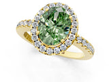 Yellow gold Fancy Green Oval  Halo Diamond Engagement Ring with Pavé Band and Four-Prong Setting_21