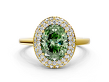Yellow gold Fancy Green Oval  Halo Diamond Engagement Ring with Solitaire Band and Four-Prong Setting_20