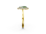 Yellow gold Fancy Green Oval  Halo Diamond Engagement Ring with Solitaire Band and Four-Prong Setting_22