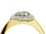 Yellow gold Fancy Green Oval  Halo Diamond Engagement Ring with Solitaire Band and Four-Prong Setting_24