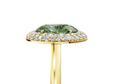 Yellow gold Fancy Green Oval  Halo Diamond Engagement Ring with Solitaire Band and Four-Prong Setting_25
