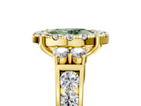 Yellow gold Fancy Green Oval  Halo Diamond Engagement Ring with Split Shank and Four-Prong Setting 5
