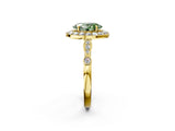 Yellow gold Fancy Green Oval  Halo Diamond Engagement Ring with Twisted Band and Four-Prong Setting 2