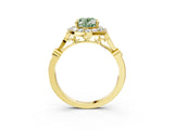 Yellow gold Fancy Green Oval  Halo Diamond Engagement Ring with Twisted Band and Four-Prong Setting 3