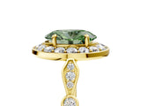 Yellow gold Fancy Green Oval  Halo Diamond Engagement Ring with Twisted Band and Four-Prong Setting 5