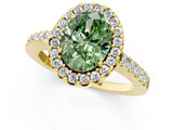 Yellow gold Fancy Green Oval  Halo Diamond Pavé Solitaire Ring_28