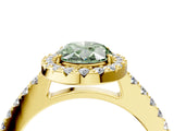 Yellow gold Fancy Green Oval  Halo Diamond Pavé Solitaire Ring_31