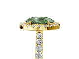 Yellow gold Fancy Green Oval  Halo Diamond Pavé Solitaire Ring_32