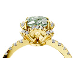 Yellow gold Fancy Green Oval  Halo Diamond Pave Band Ring with Four-Prong Setting_19