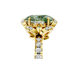 Yellow gold Fancy Green Oval  Halo Diamond Pave Band Ring with Four-Prong Setting_20
