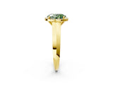 Yellow gold Fancy Green Oval  Halo Diamond Ring with Cathedral Band and Four-Prong Setting_63