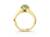 Yellow gold Fancy Green Oval  Halo Diamond Ring with Cathedral Band and Four-Prong Setting_64