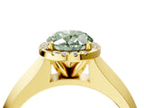 Yellow gold Fancy Green Oval  Halo Diamond Ring with Cathedral Band and Four-Prong Setting_65