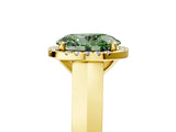 Yellow gold Fancy Green Oval  Halo Diamond Ring with Cathedral Band and Four-Prong Setting_66