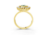 Yellow gold Fancy Green Oval  Halo Diamond Ring with Milgrain Edge and Round Prong Setting_29
