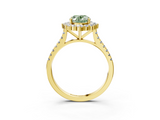 Yellow gold Fancy Green Oval  Halo Diamond Ring with Pavé Band and Prong Setting_40