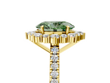 Yellow gold Fancy Green Oval  Halo Diamond Ring with Pavé Band and Prong Setting_42