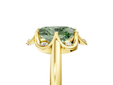Yellow gold Fancy Green Oval  Halo Diamond Ring with Round Cluster Setting, Solitaire Band, and Four-Prong Setting_51