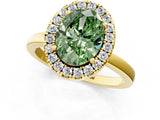 Yellow gold Fancy Green Oval  Halo Diamond Solitaire with Pavé Band and Four-Prong Setting_72