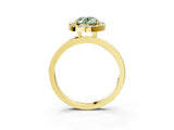 Yellow gold Fancy Green Oval  Halo Diamond Solitaire with Pavé Band and Four-Prong Setting_74