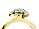 Yellow gold Fancy Green Oval  Halo Diamond Solitaire with Pavé Band and Four-Prong Setting_75