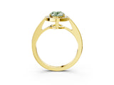 Yellow gold Fancy Green Oval  Halo Pavé Diamond Engagement Ring with Bezel Setting_40