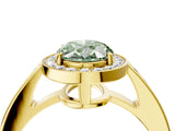Yellow gold Fancy Green Oval  Halo Pavé Diamond Engagement Ring with Bezel Setting_41