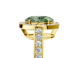 Yellow gold Fancy Green Oval  Halo Pavé Diamond Engagement Ring with Bezel Setting_42