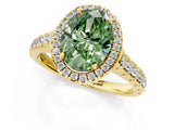 Yellow gold Fancy Green Oval  Halo Pavé Diamond Engagement Ring with Four-Prong Setting_27