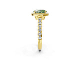 Yellow gold Fancy Green Oval  Halo Pavé Diamond Engagement Ring with Four-Prong Setting_28