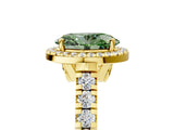 Yellow gold Fancy Green Oval  Halo Pavé Diamond Engagement Ring with Four-Prong Setting_31