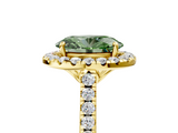 Yellow gold Fancy Green Oval  Halo Pavé Diamond Engagement Ring with Four-Prong Setting_8
