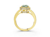 Yellow gold Fancy Green Oval  Halo Pave Band Solitaire Ring with Prong Setting_69