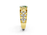 Yellow gold Fancy Green Oval  Halo Pave Diamond Engagement Ring with Milgrain Detailing_51